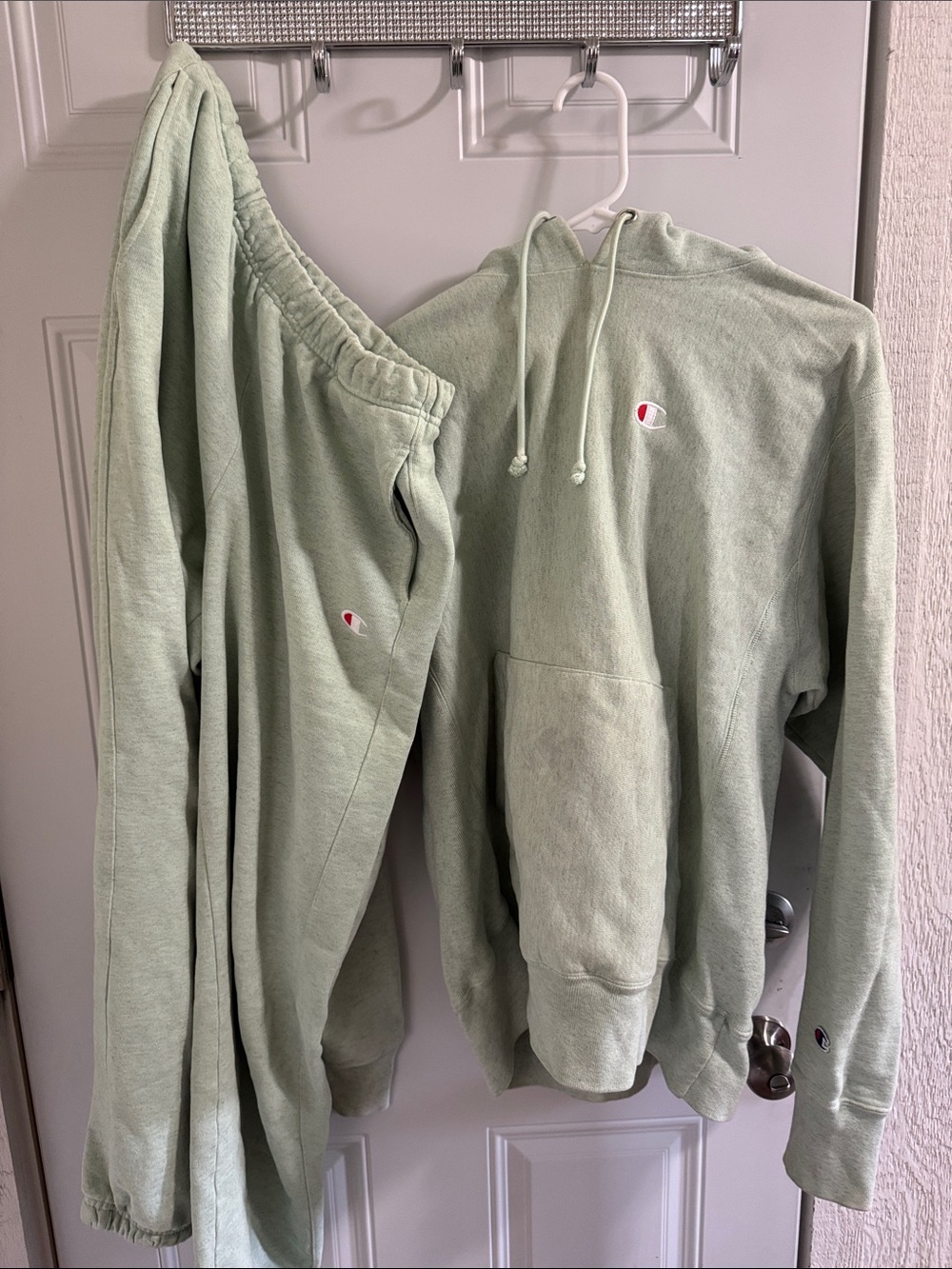 Oversized Champion Mint Green Crewneck Hoodie & Sweatpants Set